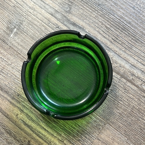 Vintage Emerald Translucent Green Glass Ashtray Trinket Dish Made In Germany - Picture 2 of 6
